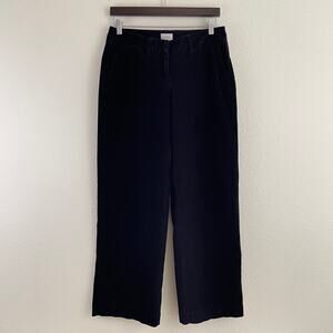 LL Bean Corduroy Pants Women's 10 Regular Black Straight Wide Leg 0GLV2